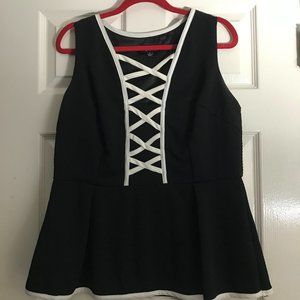 Black and white peplum tank
